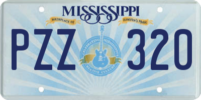 MS license plate PZZ320
