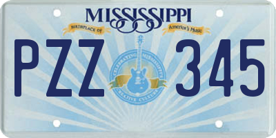 MS license plate PZZ345