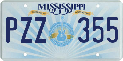 MS license plate PZZ355