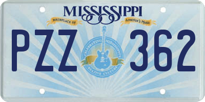 MS license plate PZZ362