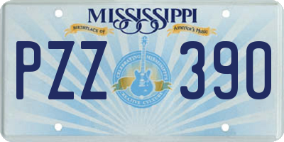 MS license plate PZZ390