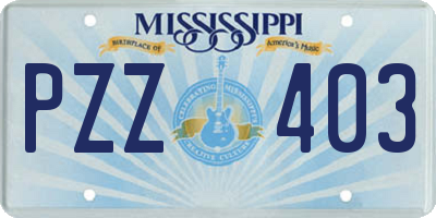 MS license plate PZZ403