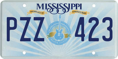 MS license plate PZZ423