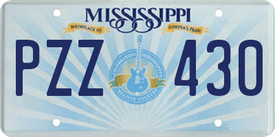 MS license plate PZZ430