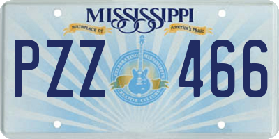 MS license plate PZZ466