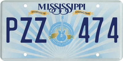 MS license plate PZZ474
