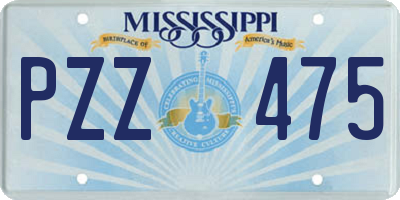 MS license plate PZZ475