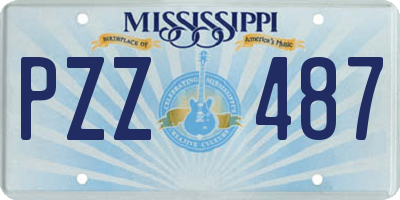 MS license plate PZZ487