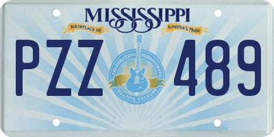 MS license plate PZZ489