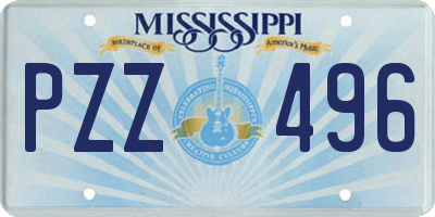 MS license plate PZZ496