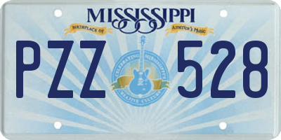 MS license plate PZZ528