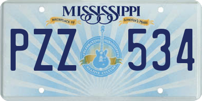 MS license plate PZZ534