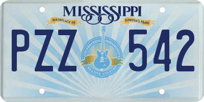 MS license plate PZZ542