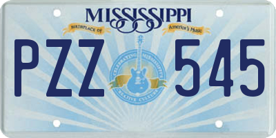 MS license plate PZZ545
