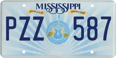 MS license plate PZZ587