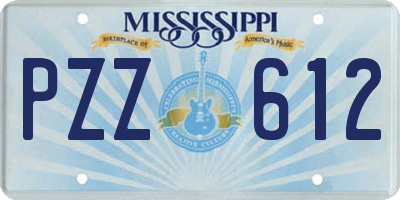 MS license plate PZZ612