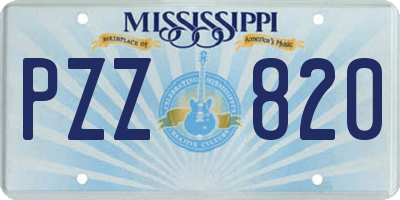 MS license plate PZZ820