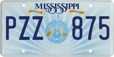 MS license plate PZZ875