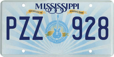 MS license plate PZZ928