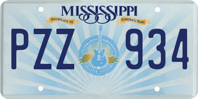 MS license plate PZZ934