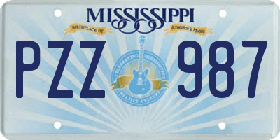 MS license plate PZZ987
