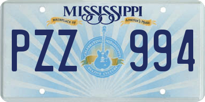 MS license plate PZZ994
