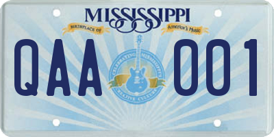 MS license plate QAA001