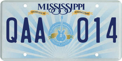 MS license plate QAA014