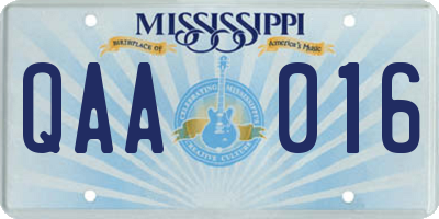 MS license plate QAA016