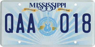 MS license plate QAA018