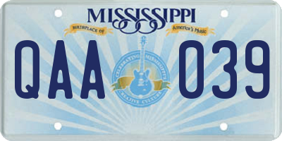 MS license plate QAA039