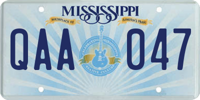 MS license plate QAA047