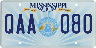 MS license plate QAA080