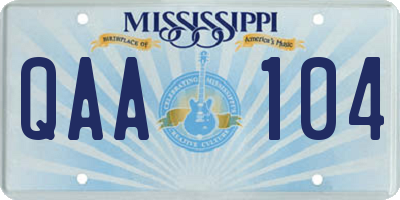 MS license plate QAA104