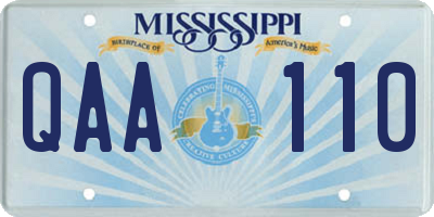 MS license plate QAA110