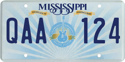 MS license plate QAA124