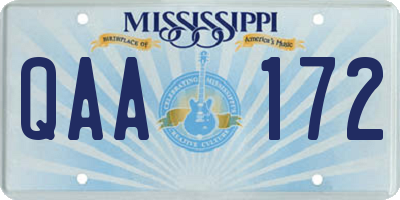 MS license plate QAA172