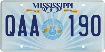 MS license plate QAA190