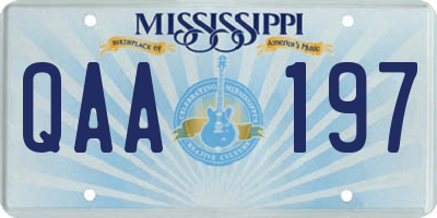 MS license plate QAA197