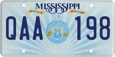 MS license plate QAA198