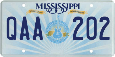 MS license plate QAA202
