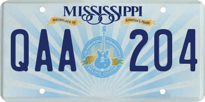 MS license plate QAA204