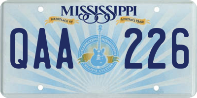 MS license plate QAA226