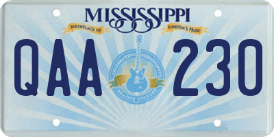 MS license plate QAA230
