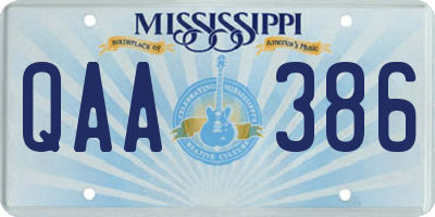 MS license plate QAA386