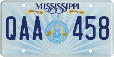 MS license plate QAA458