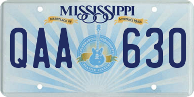 MS license plate QAA630