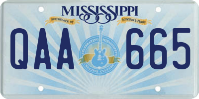 MS license plate QAA665