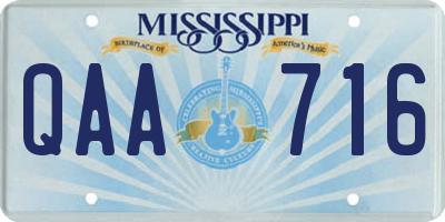 MS license plate QAA716