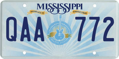 MS license plate QAA772